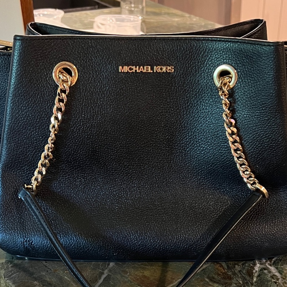 Michael Kors Black Shoulder Bag with Gold Chain